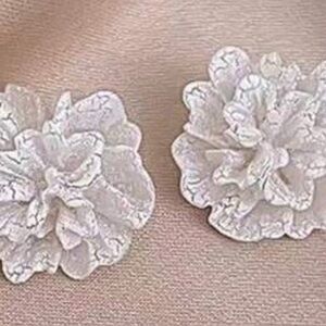 White Crackle Flower Earrings Bride